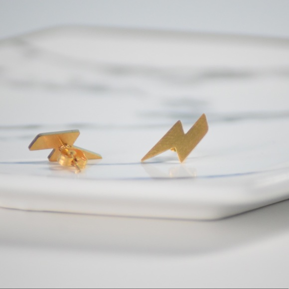 Lightening Bolt Stud Earrings - Picture 8 of 9